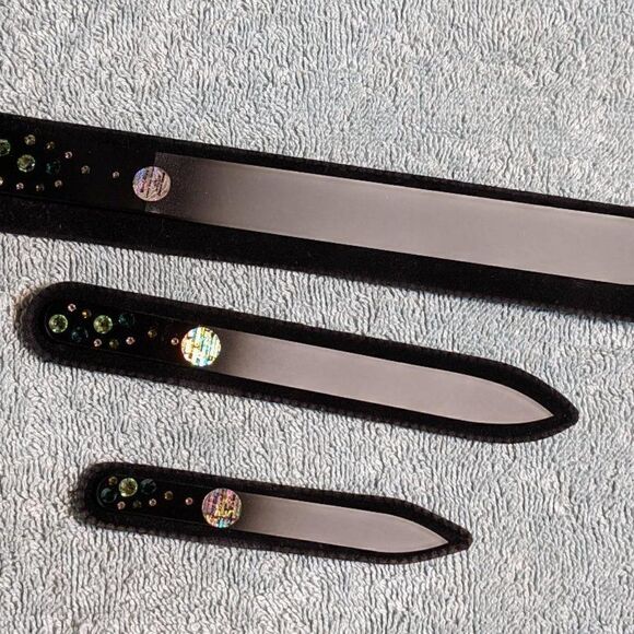🆕SET OF 3 Black Nail Files - W/BEAUTIFUL SWAROVSKI CRYSTALS - MULTIPLE COLORS - Picture 5 of 11